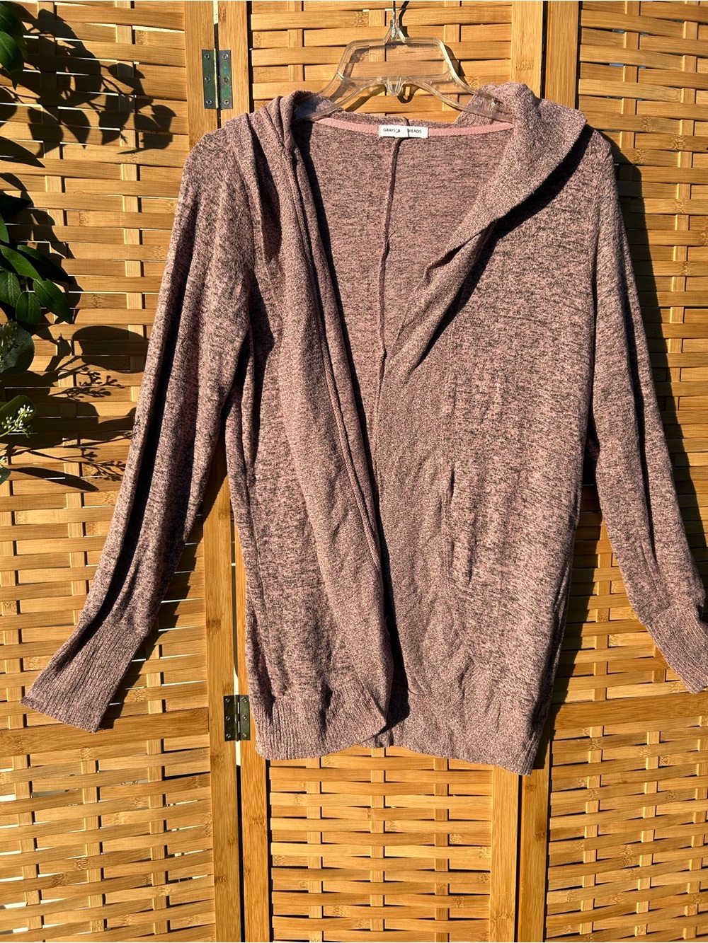 🐾2/$8- Greyson Hooded Open-Front Cardigan - Mauve